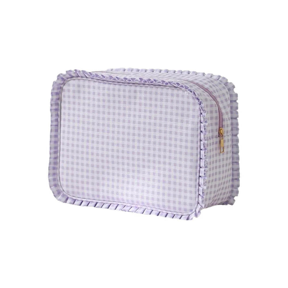 Ruffle Nylon Cosmetic Bag – Waterproof Zipper Makeup Organizer