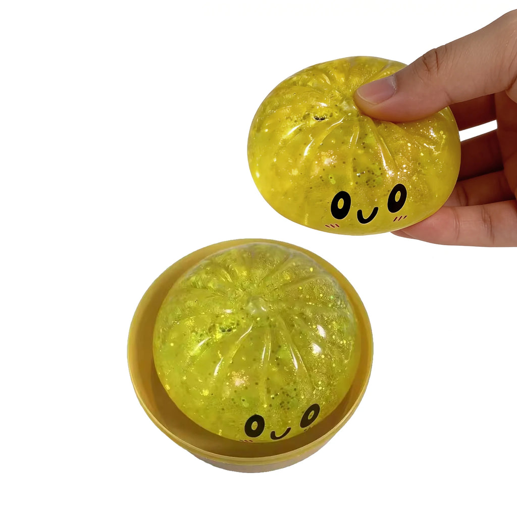 Glitter Squishy Dumpling Stress Relief Toy – Cute Pink Squeeze Squishy Stress Toy Oasis Select Yellow