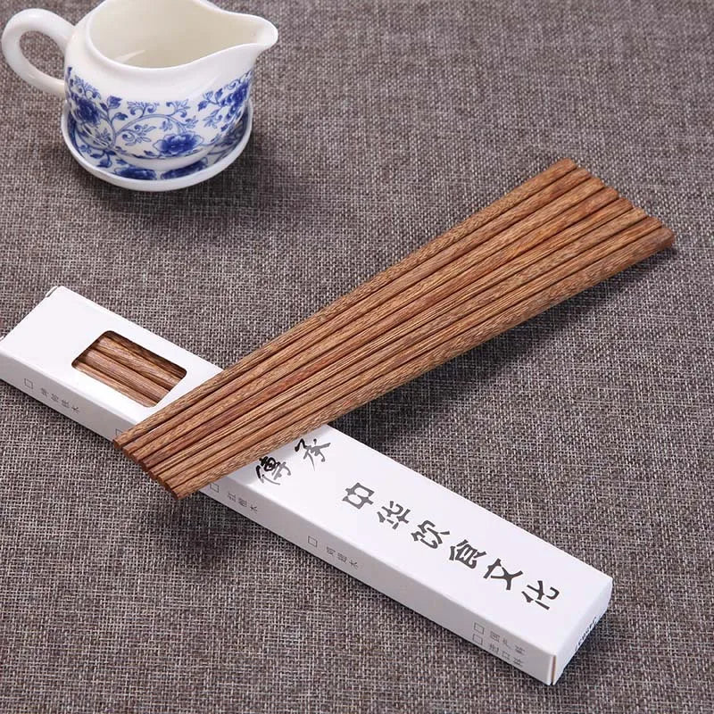 10 Pairs New Natural Rosewood Chopsticks Reusable Healthy Chinese Wooden Chop Sticks Sushi Food Stick Tableware Kitchen Utensils Oasis Select