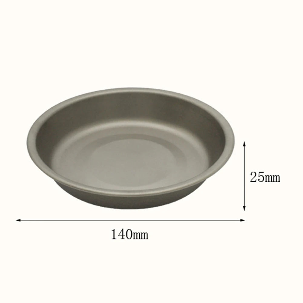 1pc Camping Hiking Bowl Dish Plate 5.5*1.0" Titanium Outdoor Pan Tableware Cookware For Food Fruit Sauce Garden Indoor Tools Oasis Select