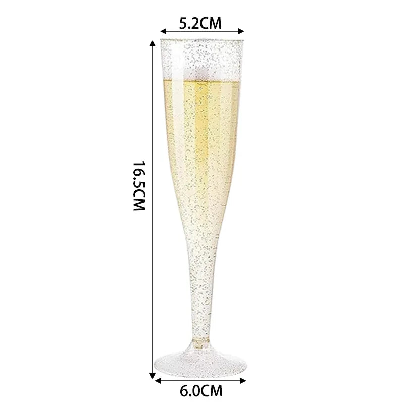 100pcs 5oz Disposable Cups Sparkling Champagne Bar Cups Plastic Champagne Flutes Clear Toasting Glasses for Weddings Party Oasis Select Gold powder 100pcs 100pcs