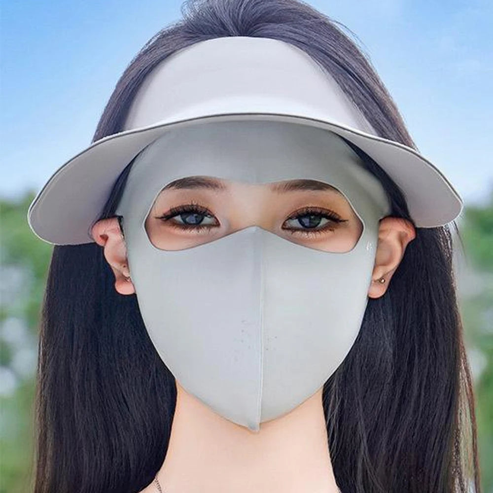 UPF 50+ Ice Silk Full Face Sun Mask – Cooling & UV Protection