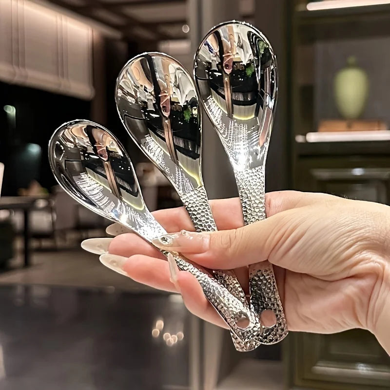 2pcs Stainless Steel Spoon Set- Large Capacity, Mirror Polished Cutlery, Suitable for Desserts, Fruits, and Home Kitchen Use Oasis Select
