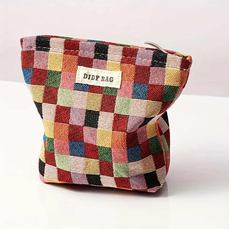 1pc Mini Female Cosmetic Bag Portable Red Soft Small Sanitary Napkin Storage Bag Commuter Coin Key Bag Portable Bank Card Bag Oasis Select