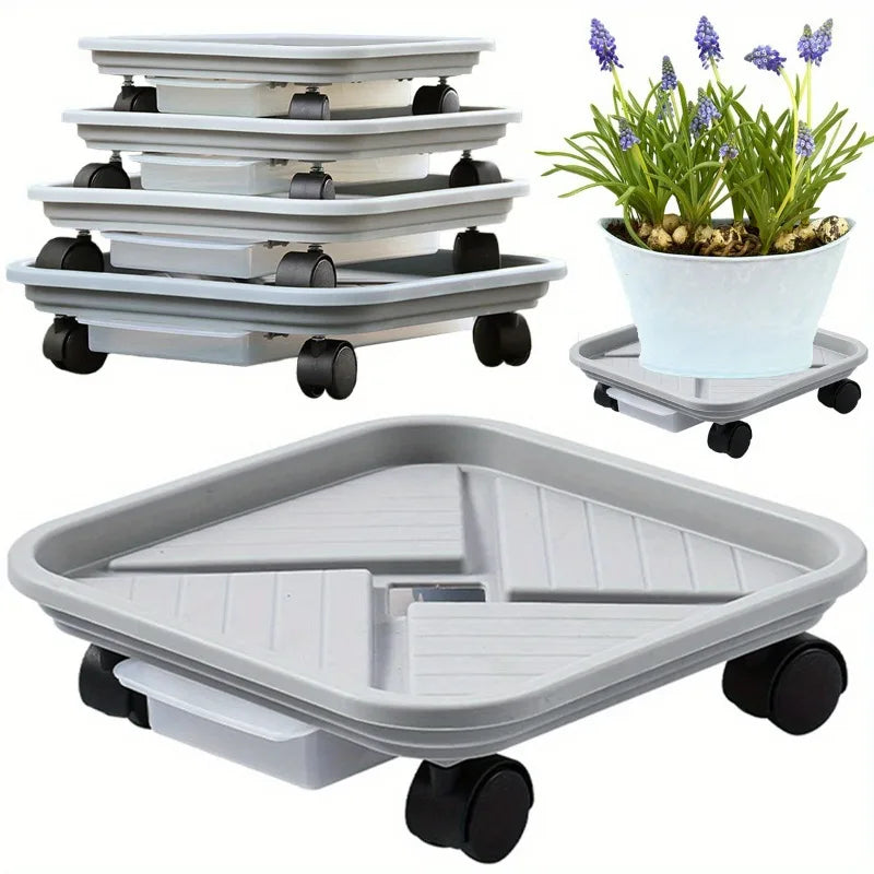 A Plant Ball Cage with Four Wheels and A Drainage Tray, A Square Flower Pot Mover, A Wheeled Garden Rolling Plant Rack Oasis Select