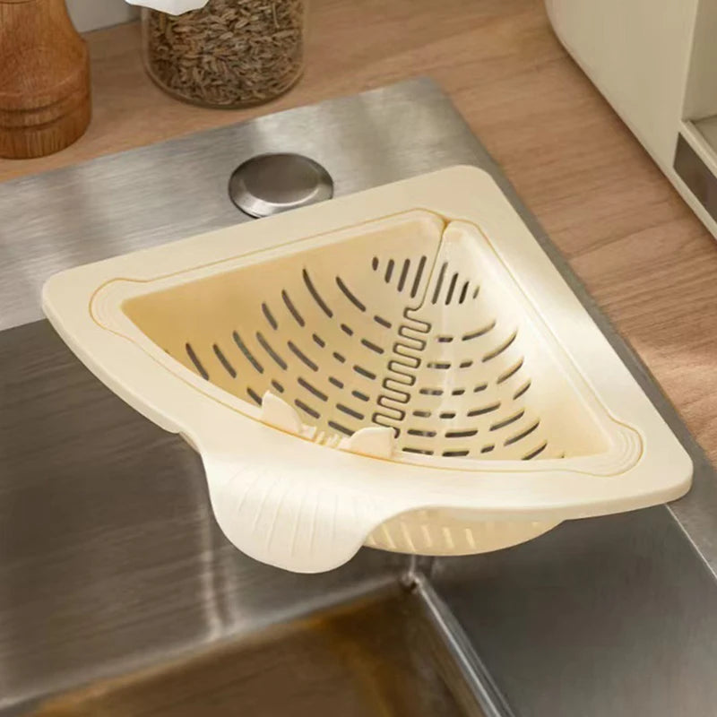 Kitchen Sink Drain Basket with Handle Food Slag Strainer Residue Processor - Essential Accessory for Clean Drains Oasis Select White