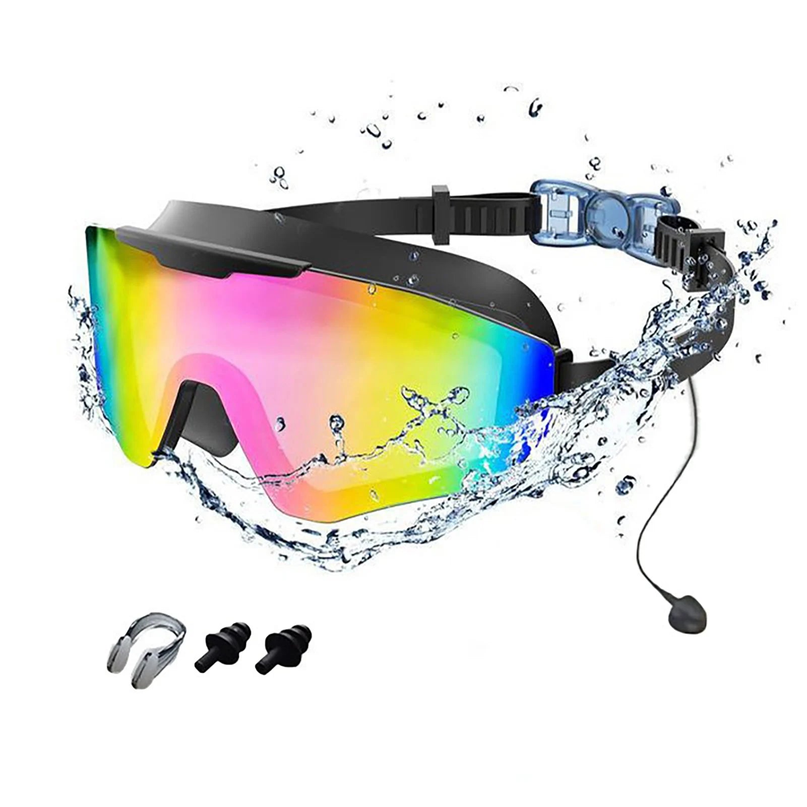Mirrored Anti-Fog Swim Goggles | Wide View Large Frame & Earplugs Swim Goggles Oasis Select Adult Pink