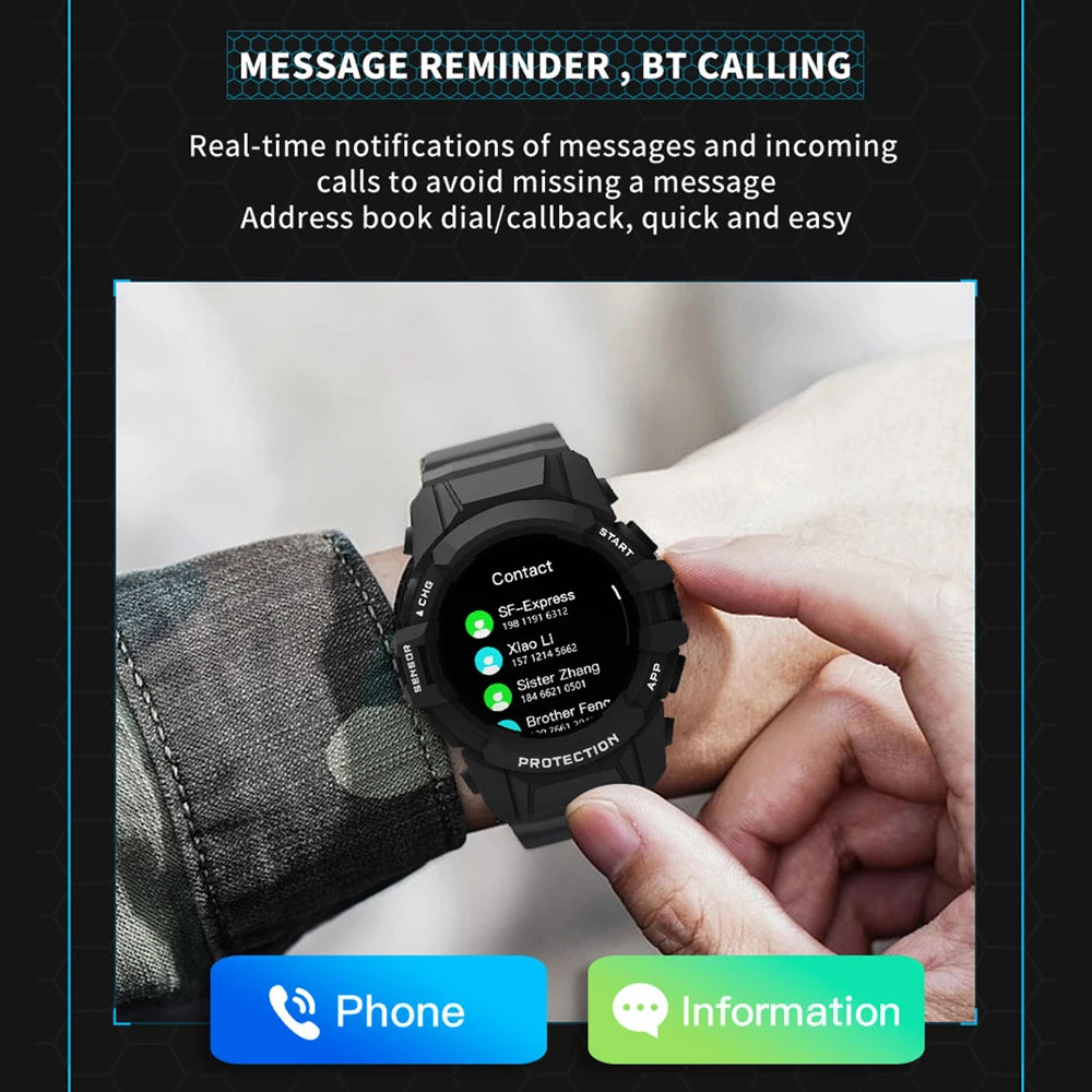 Men Smartwatch Waterproof Health Monitor Blue Tooth Call 1.62" Outdoor Smart Watch Compass LED Lighting Map Sport Fitness Music Oasis Select