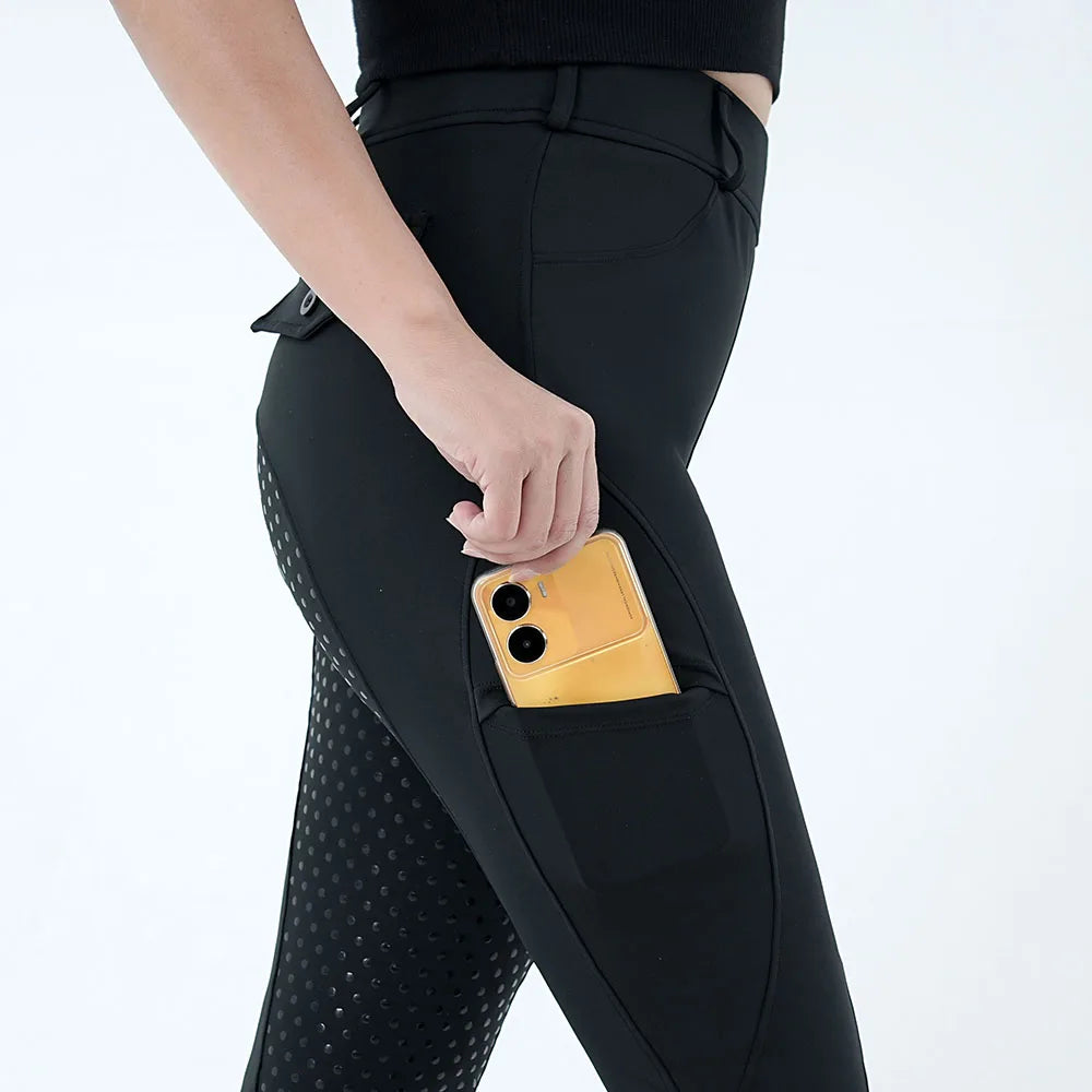 Women's Horse Riding Pants Full-Seat Breeches Equestrian Schooling Tights Outdoor Sportswear Knight Equipment Clothes Oasis Select black color M