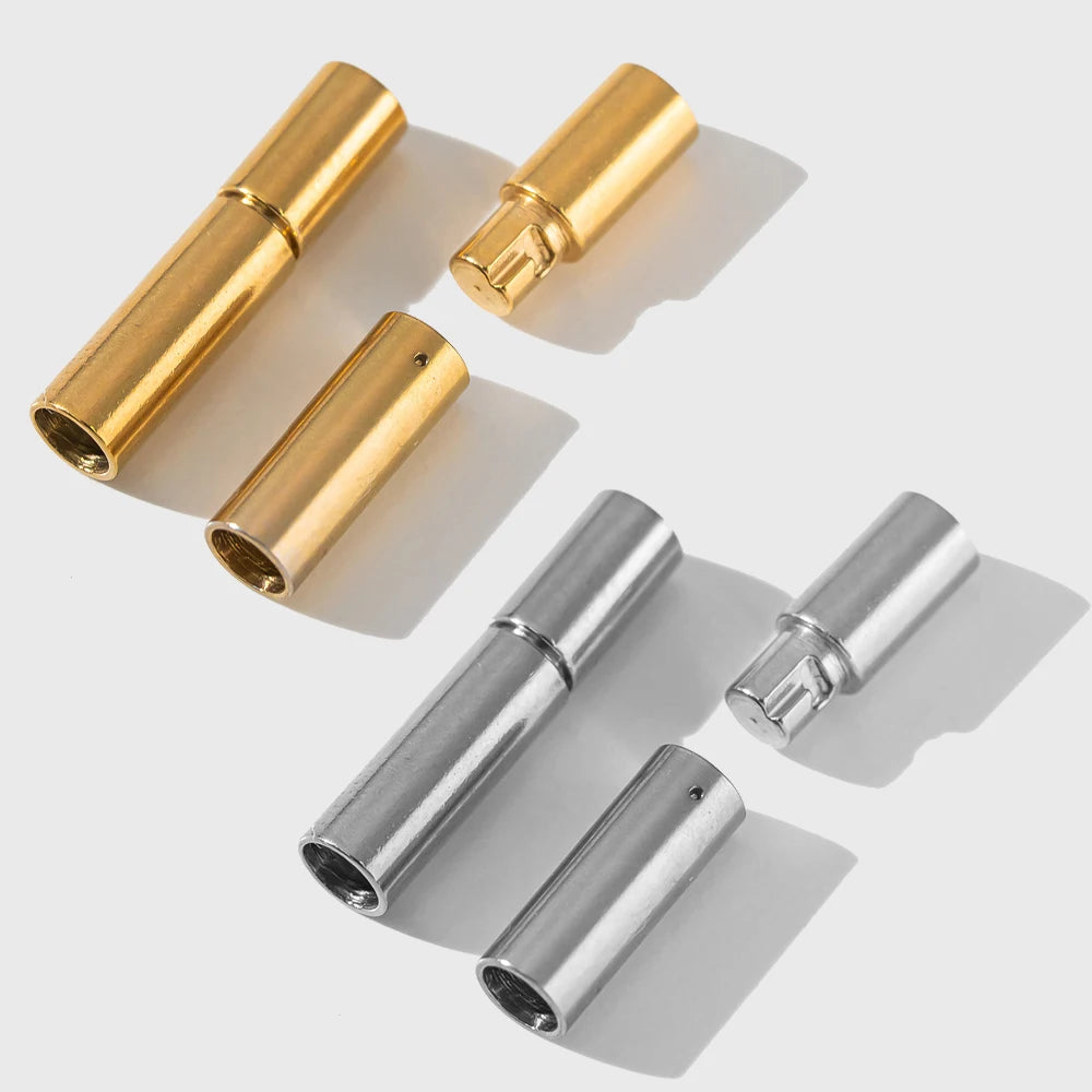 5pcs 304 Stainless Steel Cord End Caps Bayonet Clasps 1/2/3mm Hole Leather Rope Buckle for DIY Bracelet Necklace Jewelry Making Oasis Select