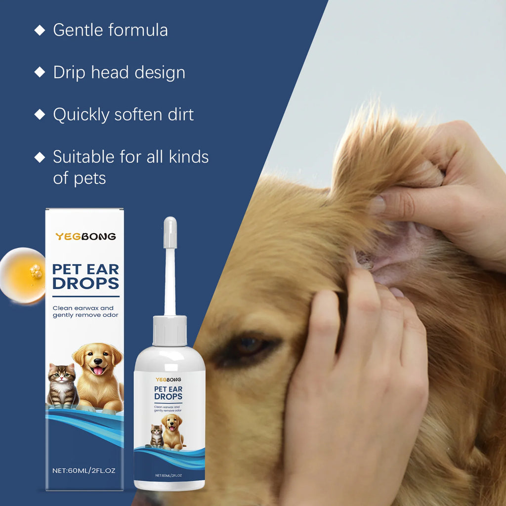 Pet Ear Cleaner Remove Ear Mites Fungus Deep Cleansing Pet Ear Dirt Reduce Redness Odor Gentle Deodorizing Itching Relieve Drop Oasis Select