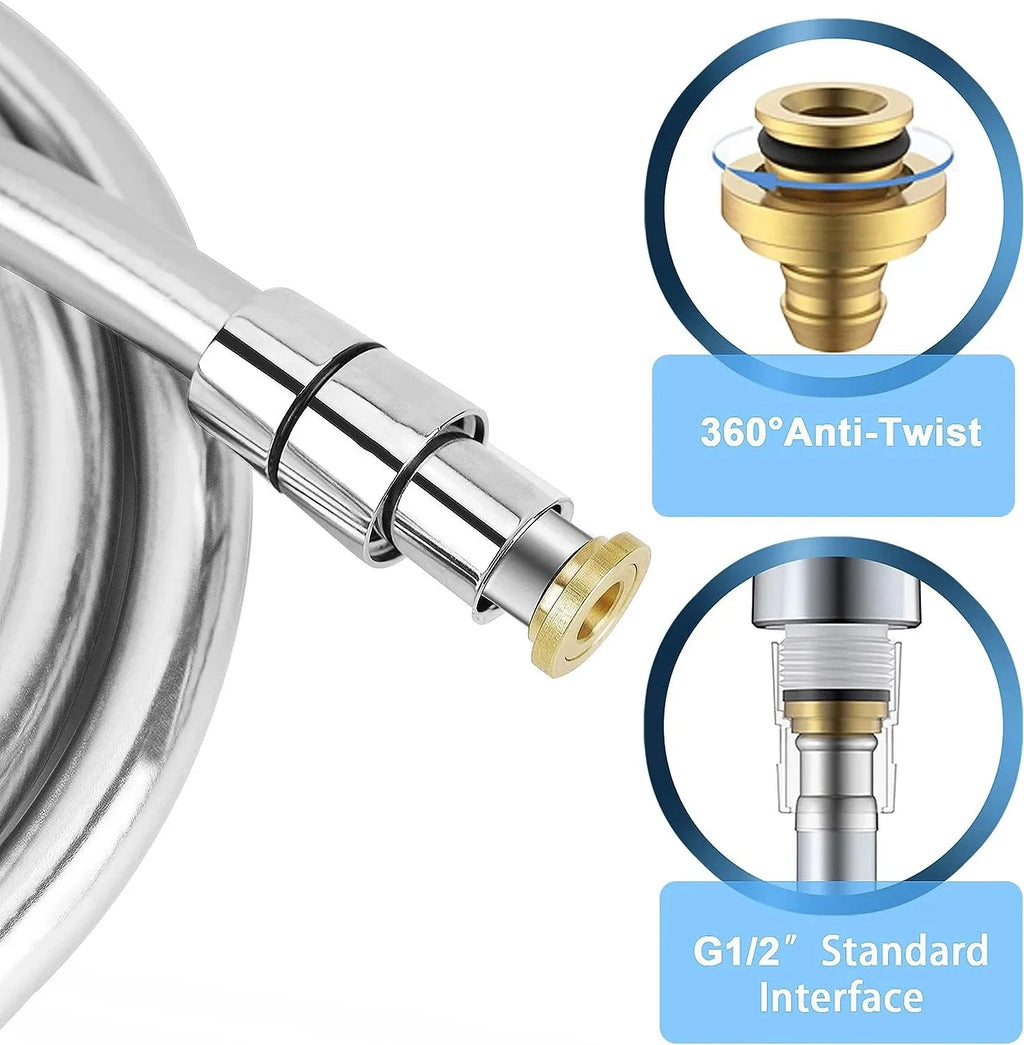 1.5/2/3M PVC Silicone Shower Head Hose Flexible Pipe Tube High Pressure Water Powerful Multilayer Plumbing Bathroom Accessories Oasis Select