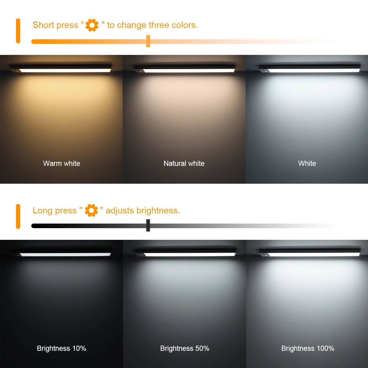 Wireless Night Light Motion Sensor Lights 5V USB LED Tube Bar Cabinet Light for Kitchen Bedroom Bathroom Staircase Hallway Oasis Select