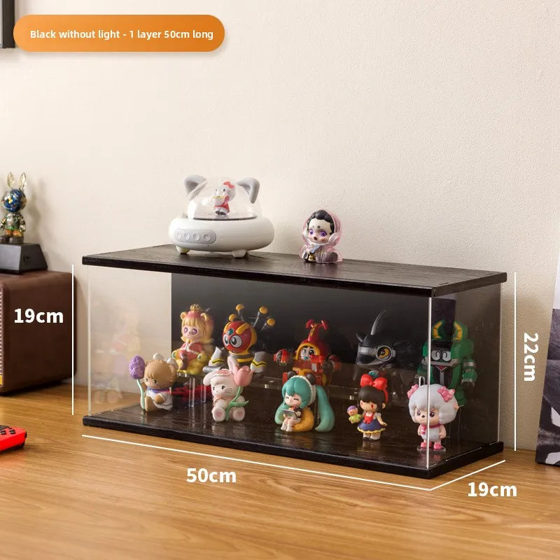 Figure building block display cabinet multi-layer stackable dust storage cabinet tide play figure transparent display box Oasis Select Black 1-50