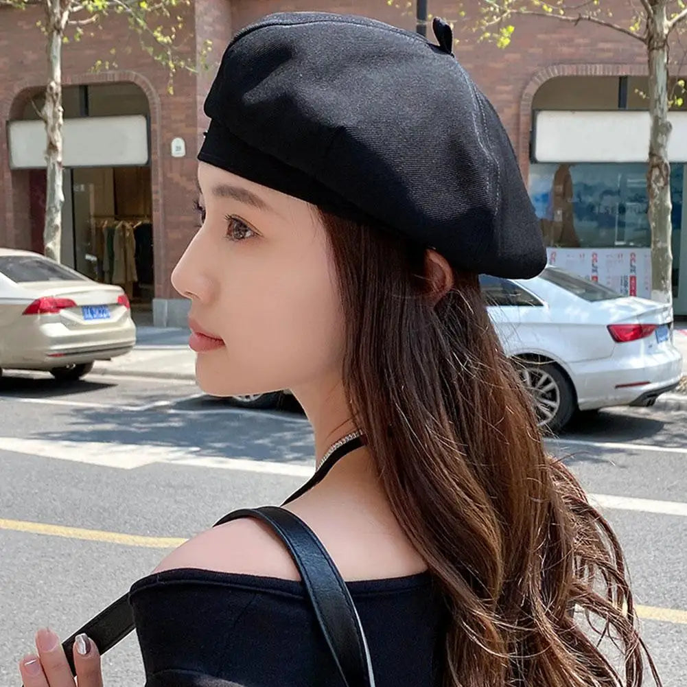 Cotton Women Berets Winter Hats Vintage French Plaid Top Military Cap Painter Hat Autumn Street Girls Octagonal Beret Caps Oasis Select