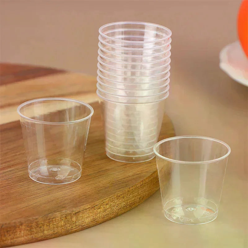 50Pcs 30ML Disposable Mini Clear Plastic Cup Outdoor Picnic Birthday Kitchen Party Shot Glasses Jelly Cups Tableware Tasting Oasis Select