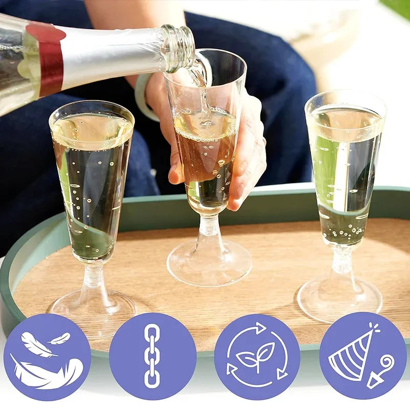 50pcs Champagne Flutes Cups Disposable Plastic Wine Glasses Clear Toasting Glasses Cocktail Cups for Bar Weddings Party Oasis Select