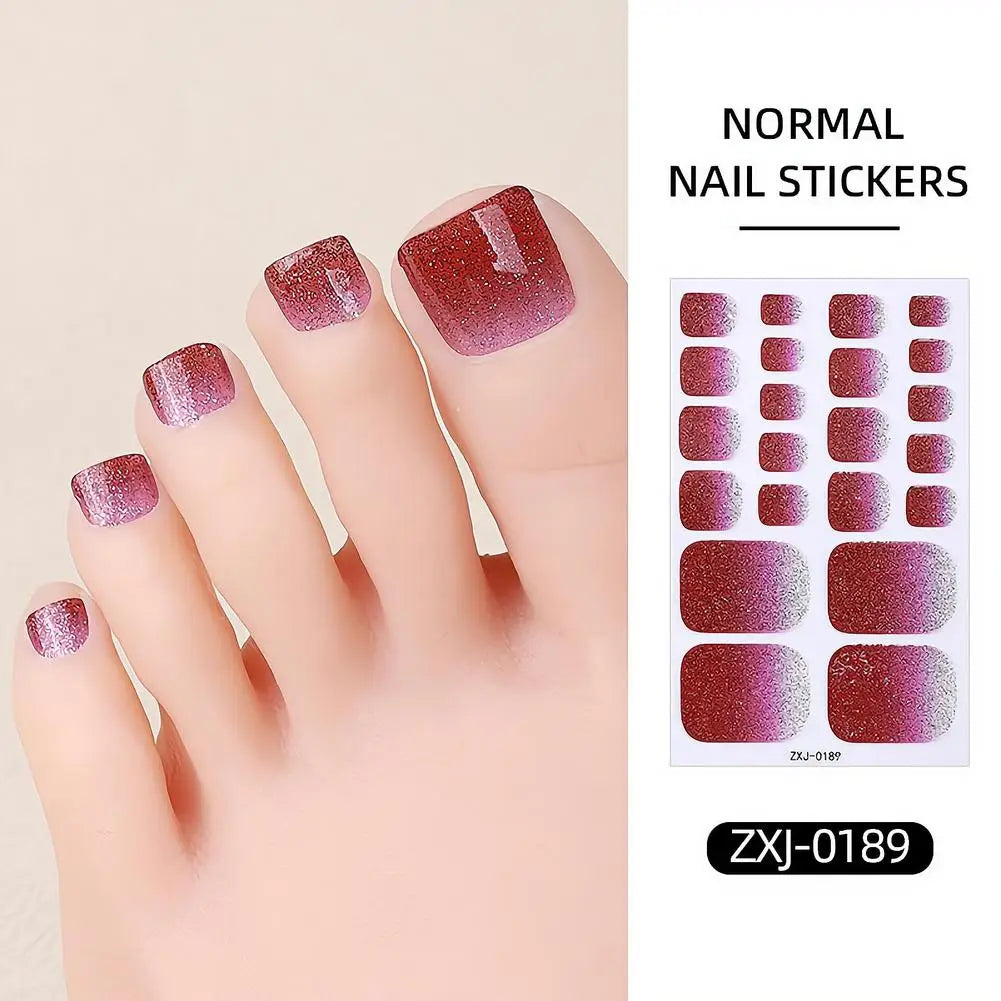 Gradient Glitter Toenail Wraps – Self-Adhesive Polish Strips Nail Art Wraps Oasis Select