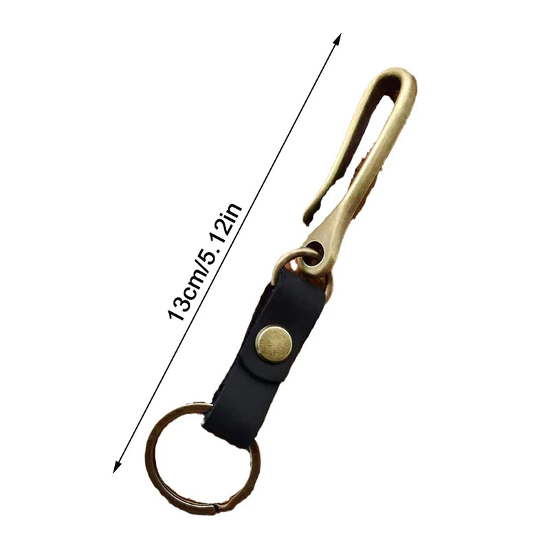 Vintage Leather Keychain Bag Accessories High Quality Cowhide Men's Car Keychain Fashion U-shaped Waist Hook Decorative Gift Oasis Select