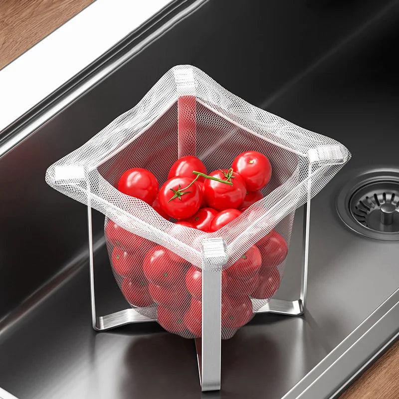 Portable Countertop Garbage Bag Holder Foldable Support Frame Adjustable Plastic Bag Fixing Rack For Kitchen Vegetable Waste Oasis Select