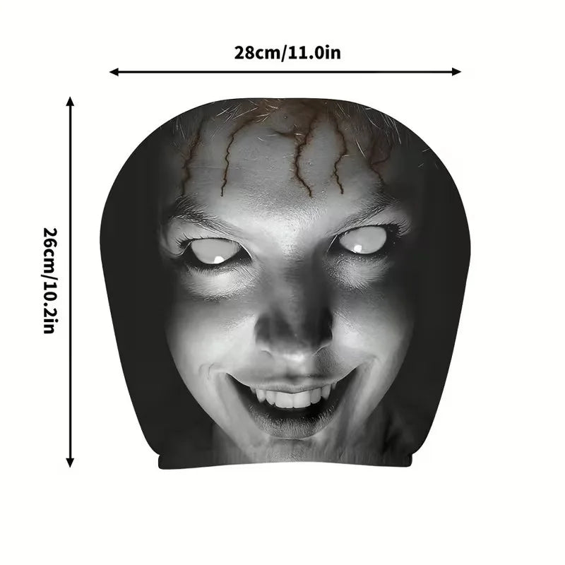 Easy Install Universal Fit 2Pcs Halloween Horror Face Car Headrest Covers Soft Polyester Washable Dustproof Protective Sleeve Oasis Select C 2PCS