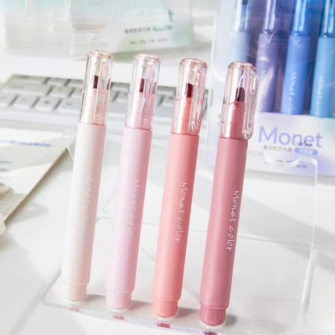 4 Pack Soft Touch Fluorescent Gel Pens Morandi Pink WaterBased Ink Quick Dry Tip for Office School Highlighting Writing Oasis Select