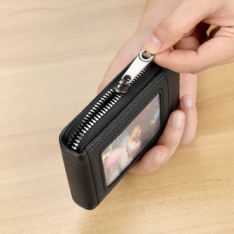 1pc Organ Card Bag Korean Edition Portable Women's Short Bank Card Cover Business Card Clip Zipper Vertical Handheld Bag Oasis Select