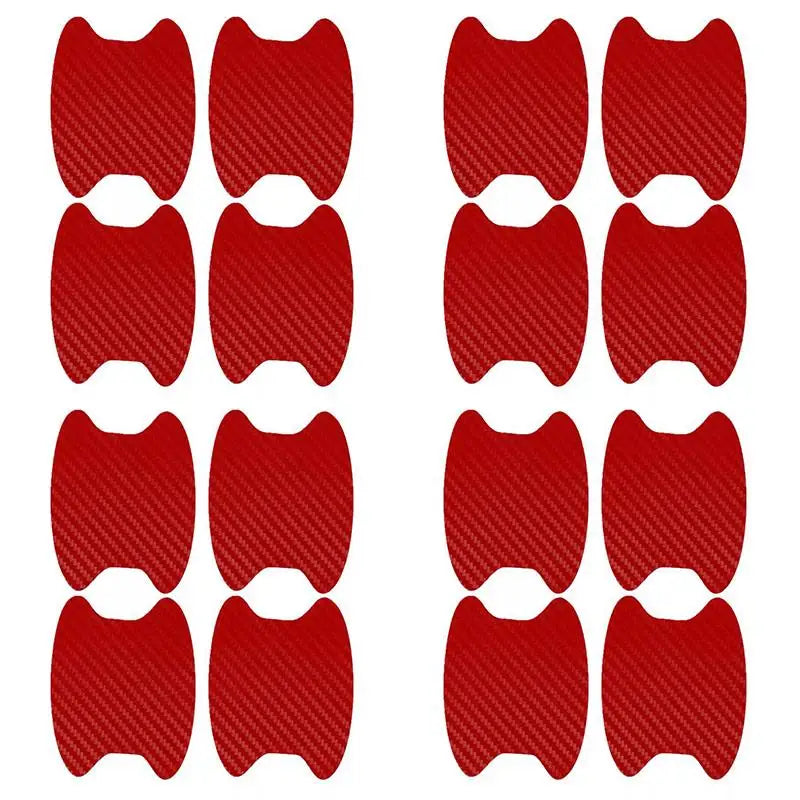 4/8/12/16Pcs Car Styling Mouldings Sticker Car Door Sticker Carbon Fiber Scratches Resistant Cover Auto Handle Protection Film Oasis Select 16pcs red