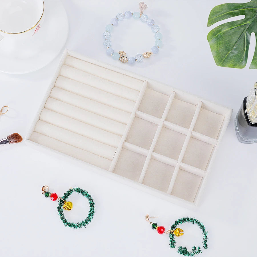 Velvet Jewelry Display Tray Set, Exquisite Jewelry Organizer, Portable Ring, Earring, Necklace Storage Box, Anti-Oxidation Pouch Oasis Select