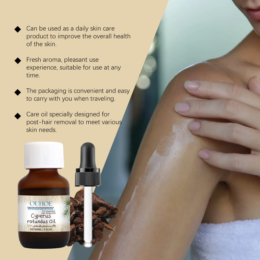 Pure Cyperus Rotundus Oil for Hair Removal Reducing Armpit Legs Arms Body Hair Inhibitor Smooth Body Skin Hair Removal Oil Oasis Select