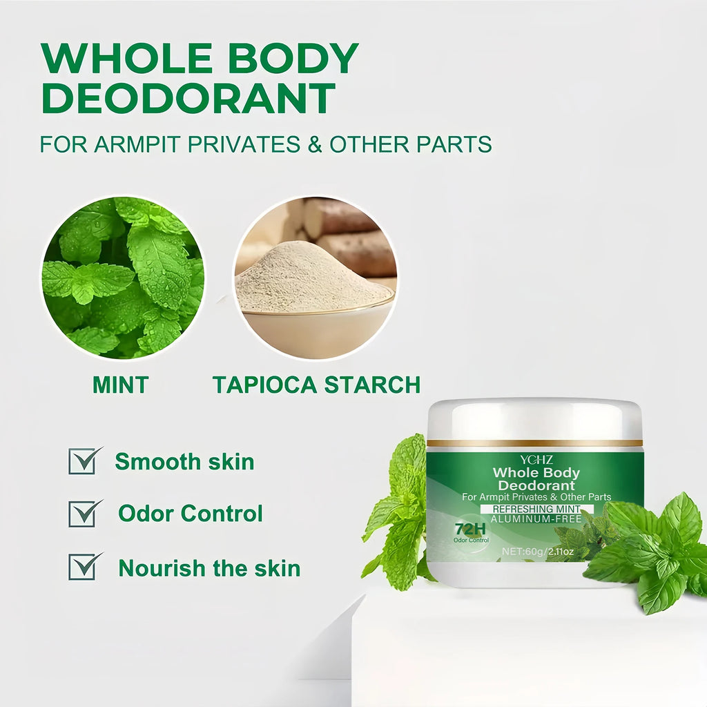 YCHZ Mint Vegan Deodorant Balm – 72-Hour Odor Control, 60g