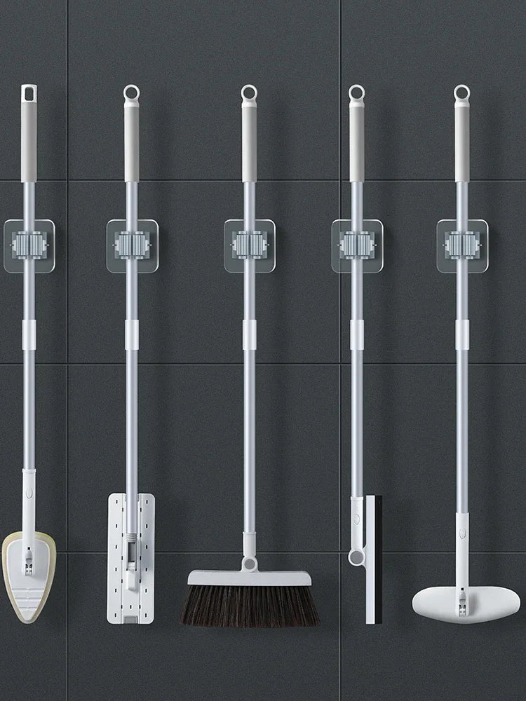 Wall-Mounted Mop & Broom Hanger Rack – No-Drill Suction Mop Broom Hanger Oasis Select