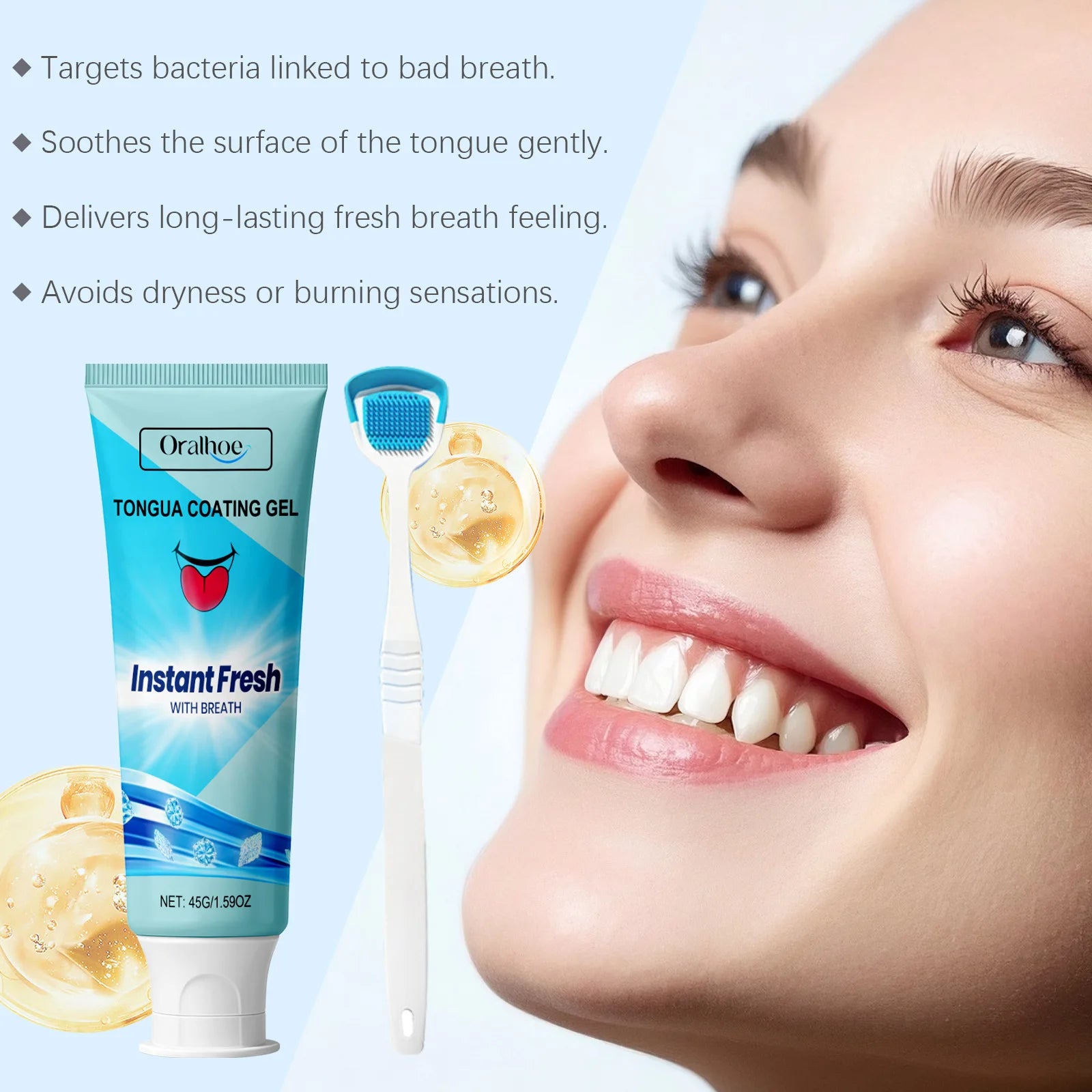 ORALHOE Tongue Cleaning Gel – Fresh Breath Oral Care 45g