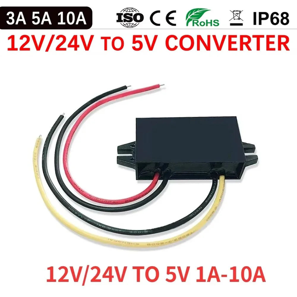 12V 24V to 5V 3A-10A Step Down DC Converter Regulator 24V 12 Volt Buck to 5 Volt 12 Volt to 5 Volt LED Power Supply for Cars Oasis Select