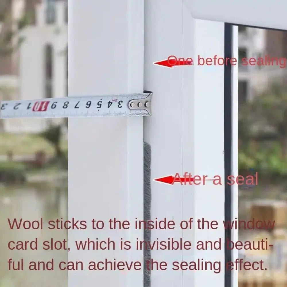 New 10Meters Sealing Strip Self-adhesive White Grey Wind-proof Brush Strip Sound Insulation Dust Strip Soundproof Dustproof Oasis Select