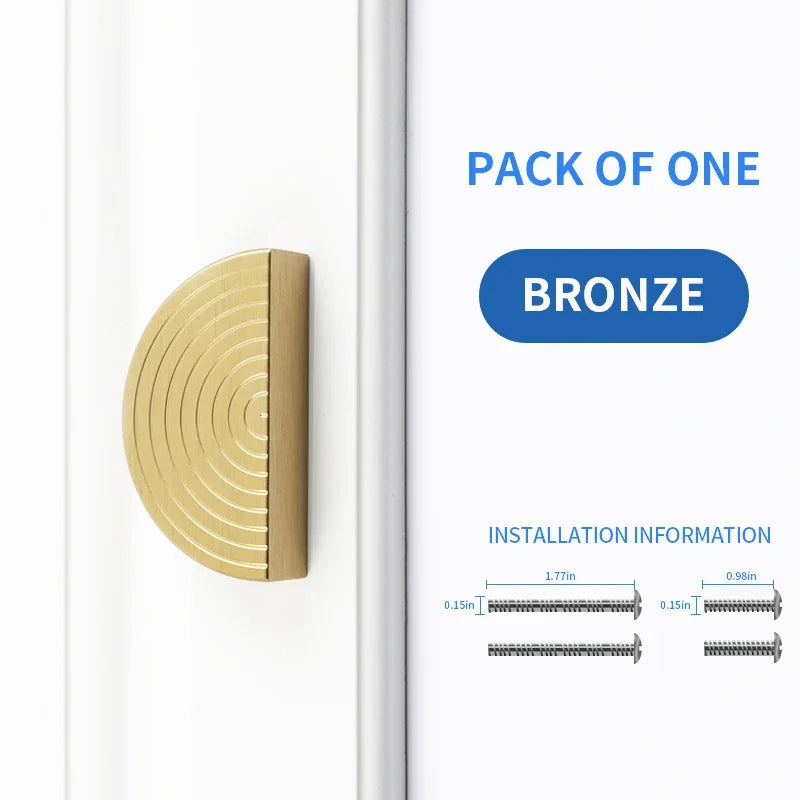BaiNong Brass Cabinet Pulls Gold Drawer Pulls Closet Door Handle New Chinese Half Round French Pair Oasis Select H3311SemicircleSmall 10pcs