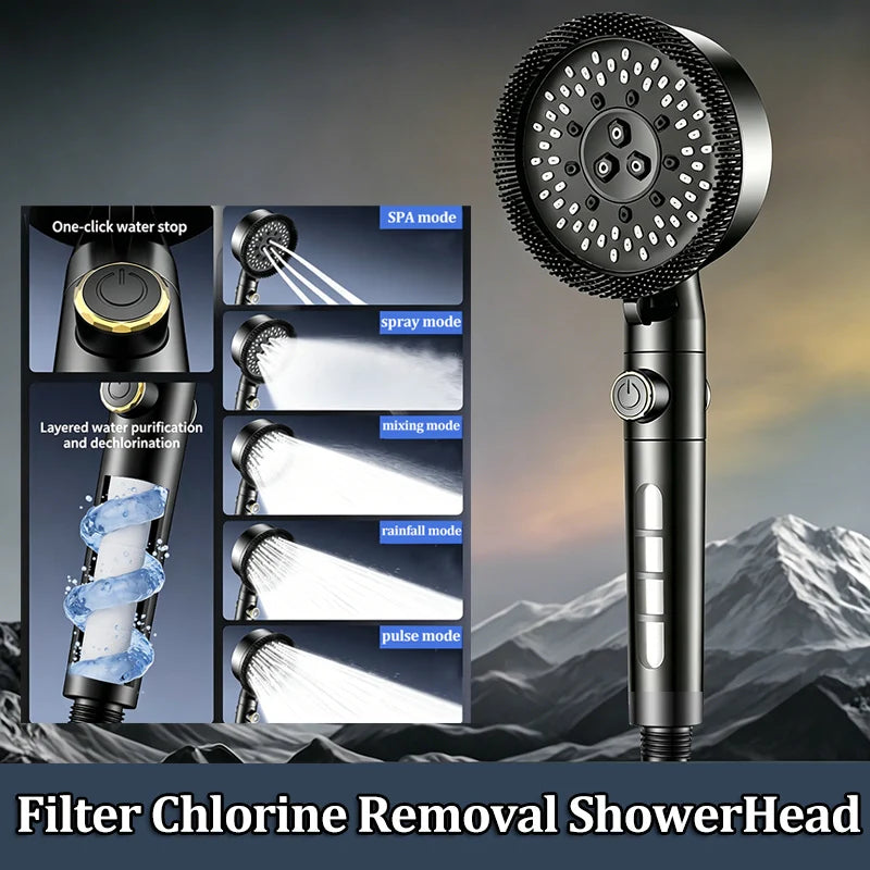 5-Mode High Pressure Handheld Shower Head with SPA Filter