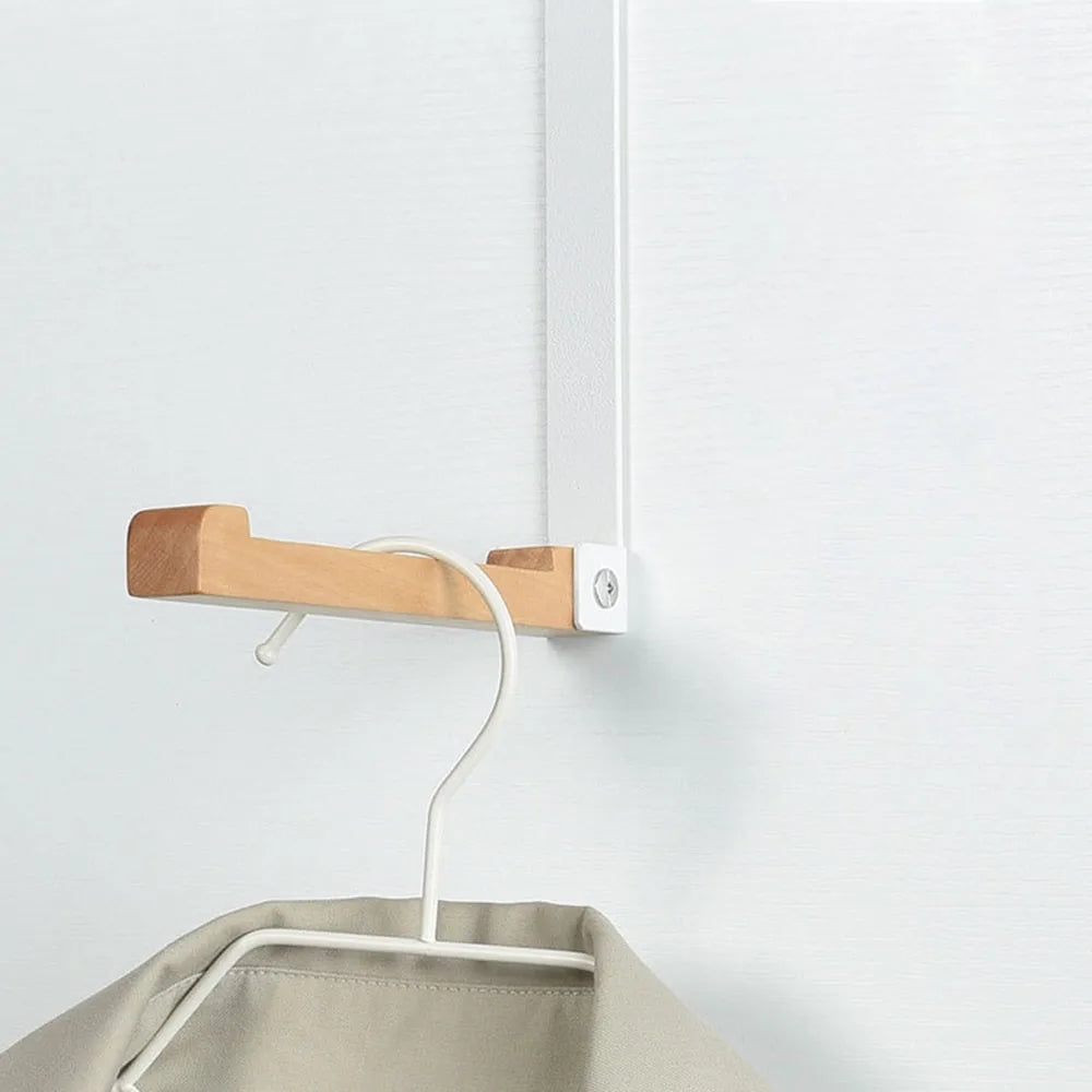 Wall-mounted Door Rear Hanger Metal No Punching Wood Metal Folding Hook Clothes Scarves Hanger Coat Hat Storage Hanging Hook Oasis Select