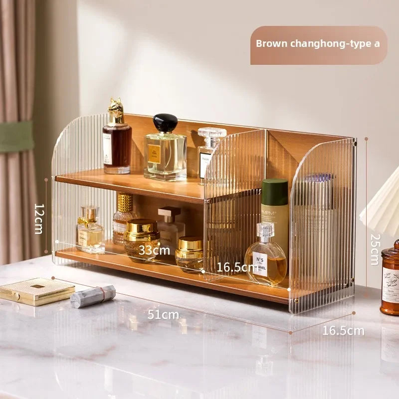 Multi-functional Cosmetics Storage Box Dresser Shelf Skin Care Products Perfume Shelf Desktop Premium Acrylic Storage Shelf Oasis Select Brown Changhong A