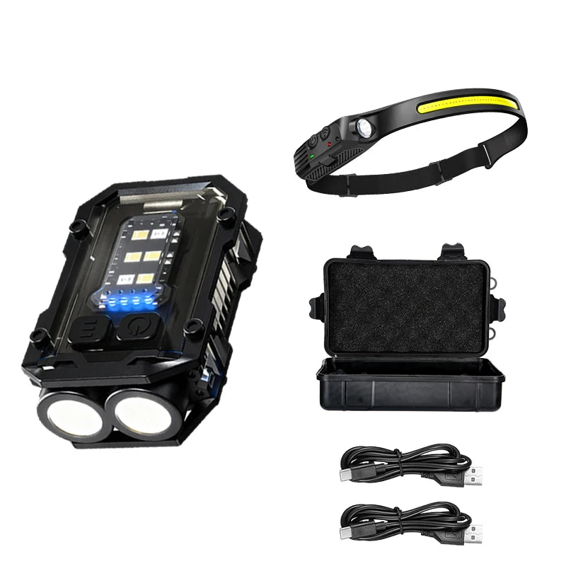 Portable LED Flashlight Super Bright Mini Rechargeable LED Tail Magnet Torch with COB Side Emergency Light for Camping Hiking Oasis Select Black Alloy Set A Fixed Focus