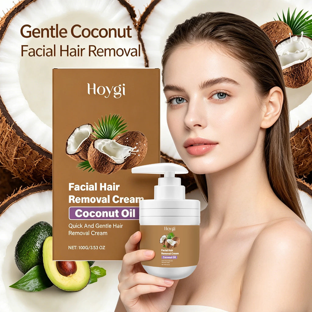Coconut Hair Removal Cream for Women and Men Lip and Chin Hair Mild Non Irritating Painless Hair Remover Growth Inhibitor 100g Oasis Select