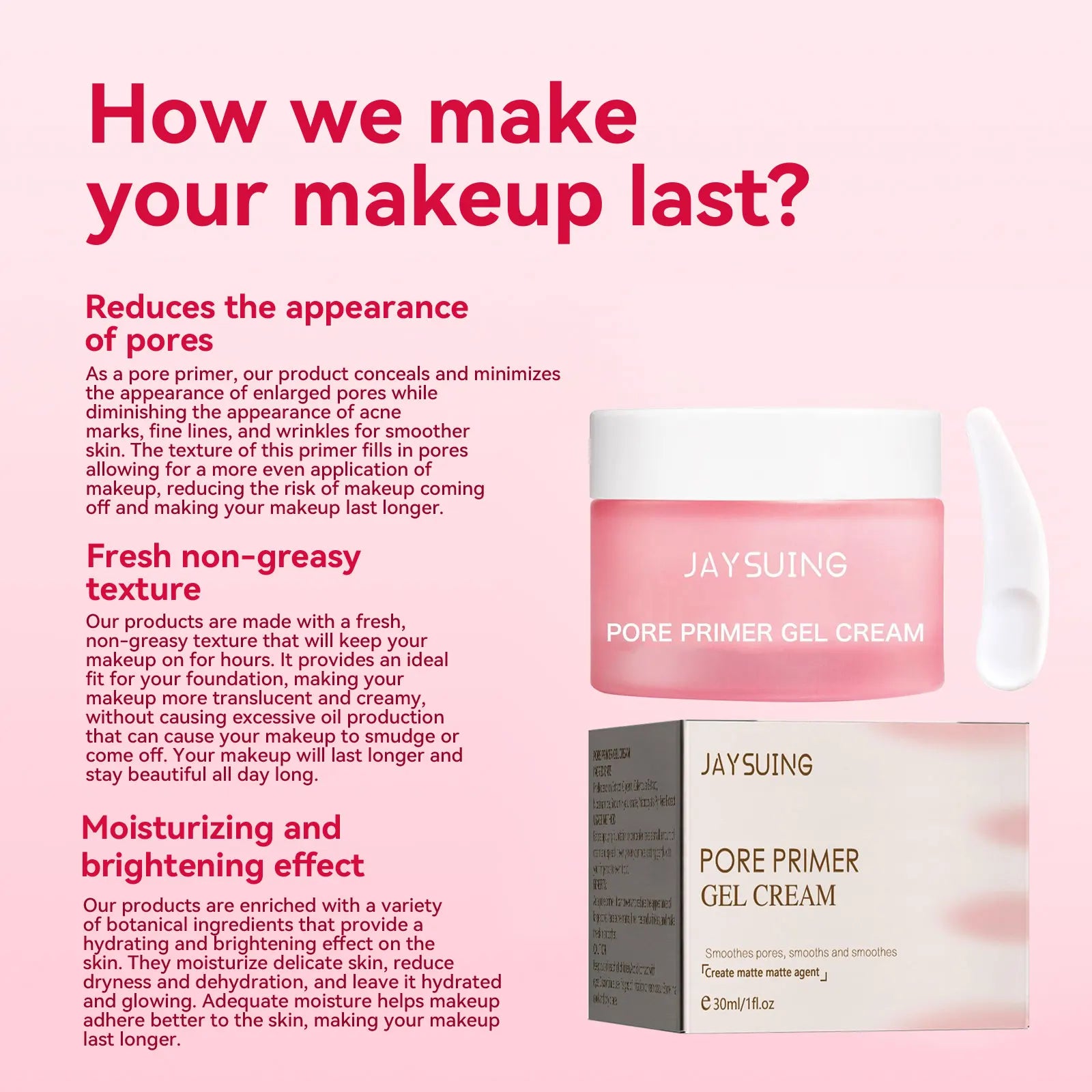 Jaysuing Invisible Pore Primer Cream – Matte Oil Control 30ml Face Makeup Primer Oasis Select