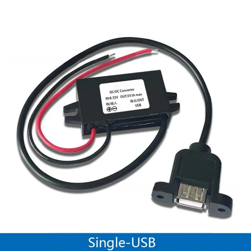 12V24V to 5V 3A Micro Mini USB Step Down Voltage Power Supply Output Adapter DC-DC Car Power Converter with Reverse Protection Oasis Select Single USB ear 12V24V 5V 3A