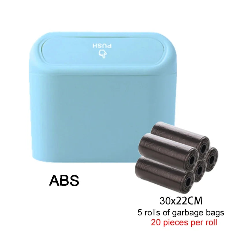 Car Trash Can with Lid Hanging Dustbin Garbage Box Car Interior Storage Case Trash Door Seat Clip Stand Holder Car Accessories Oasis Select D 5rolls