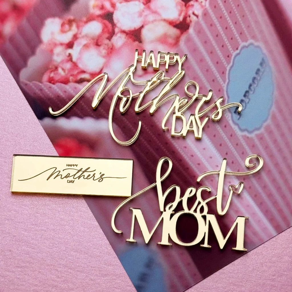 Happy Mother's Day Gold Mirror Acrylic Cake Topper