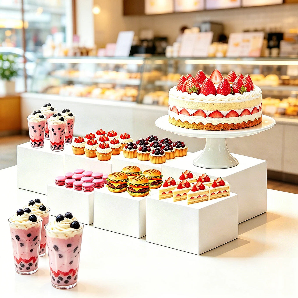 4/5/6/7/8pcs of Square White 3D Dessert Display Stand Stackable and Nested Wedding Acrylic Buffet Display Stand Ideal Choice Oasis Select