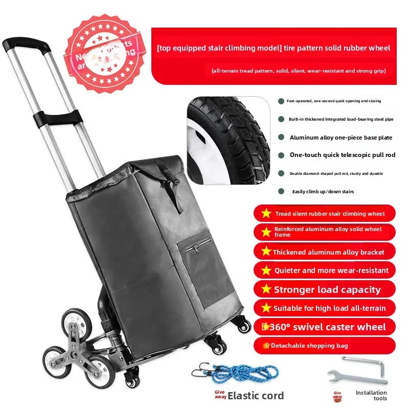 Multi-functional Climbing stairs, hand-pulled cart, luggage cart, trolley cart, small pull cart, folding small trailer Oasis Select