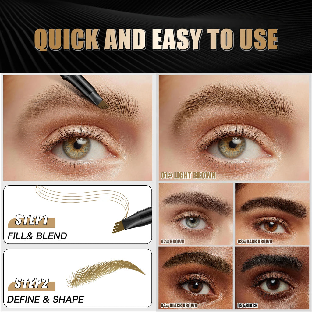 QIC 4-Tip Eyebrow Pencil – Waterproof & Long-Lasting | QIC