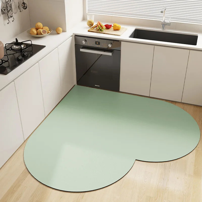 Absorbent Corner Kitchen Floor Mat Long Fan Diatomite Kitchen Rug Soft Washable Carpets Anti Slip Bathroom Entrance Doormat Oasis Select J 90X90cm