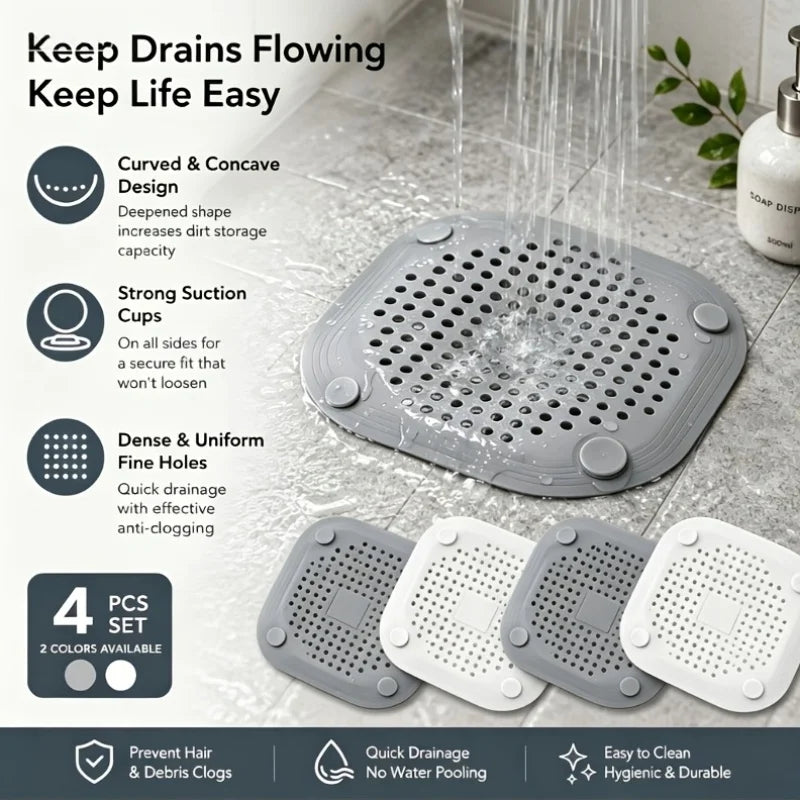 4PCS Drip Hole Hair Filter and Mesh Filter Cover - Kitchen Sink and Bathroom Drain Anti Clogging Floor Drain Oasis Select
